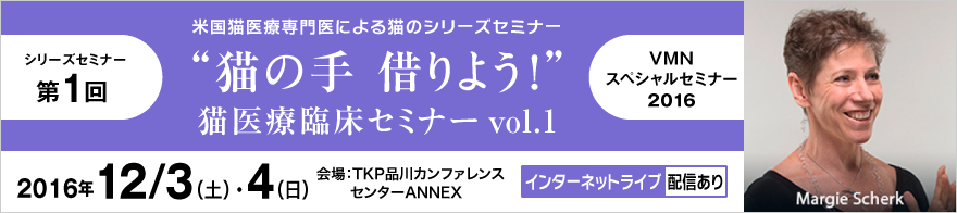 VMNスペシャルセミナー2016　猫医療（シリーズセミナー）獣医師向け　猫医療　臨床セミナー