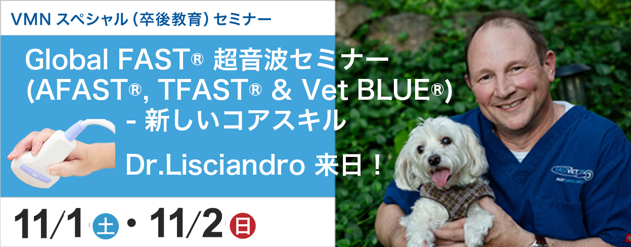 Global FAST® 超音波セミナー (AFAST®, TFAST® & Vet BLUE®)- 新しいコアスキル
